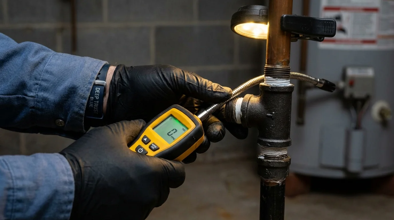 Gas leak detection with electronic sniffer by Johns Plumbing LLC in Wetumpka